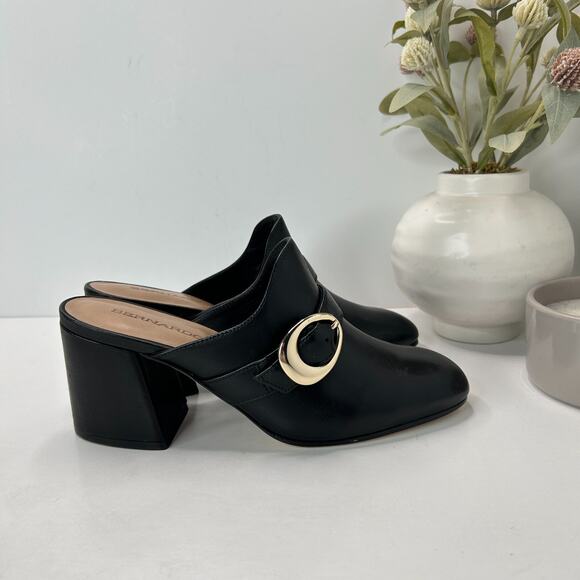 Bernardo Natasia Slip On Leather Mules Block Heels Buckle Women's 7 M NWOB - Picture 3 of 11